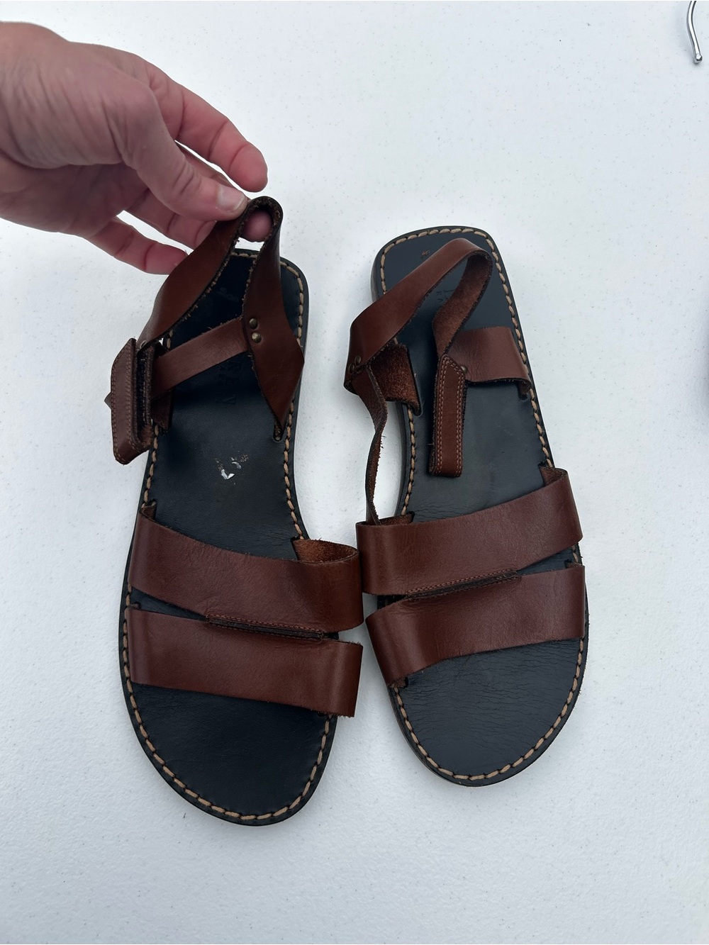 Vintage Ralph Lauren Brown Leather Thong Sandals